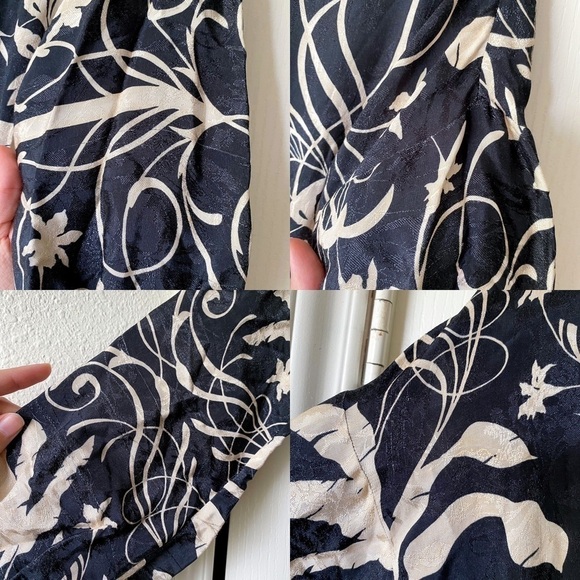 Johanna Ortiz Dress Floral Ruffle Long-Sleeve Jacquard Midi Ecru Black 0 FLAW - Picture 6 of 11